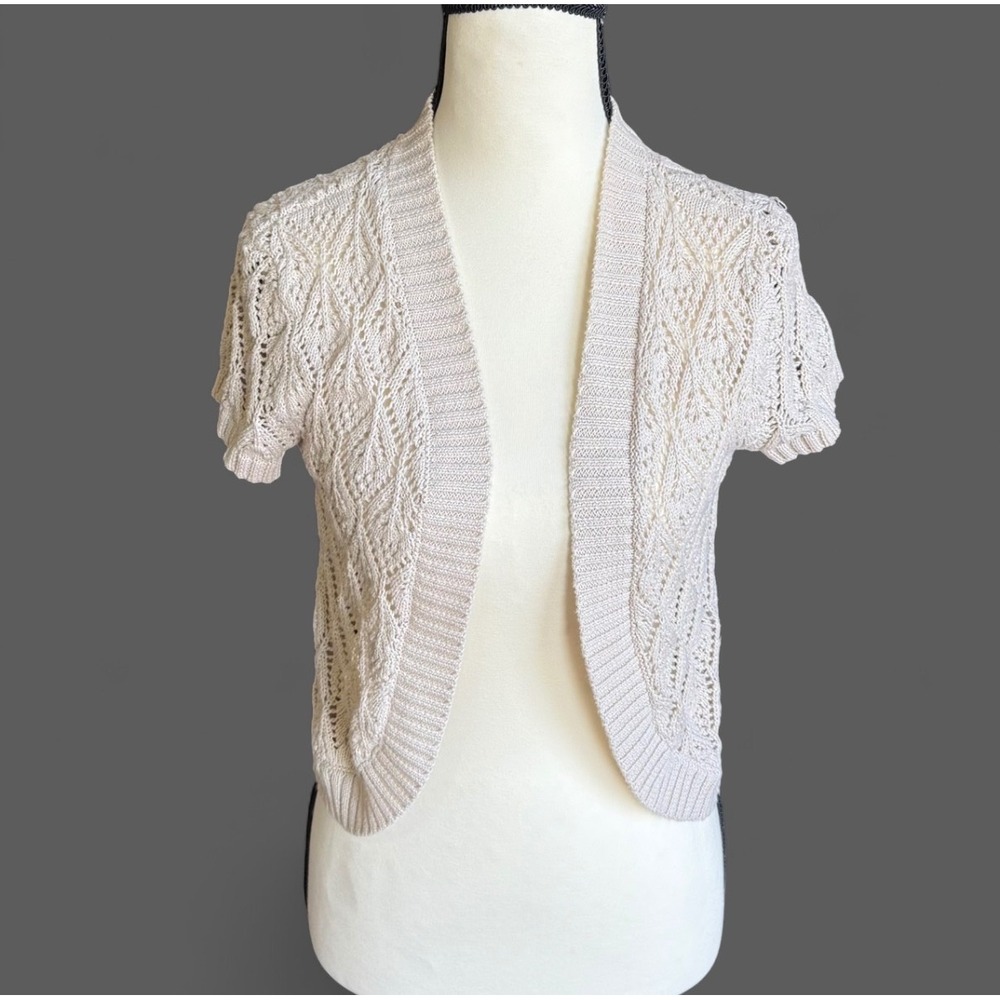 Cream‎ Crochet Short sleeve Bolero Cardigan